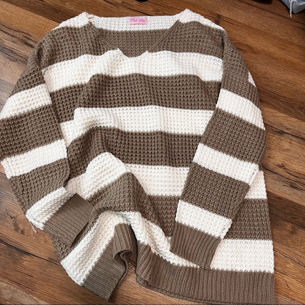 NWOT Pink Lily | Oversized V-neck Knit Sweater